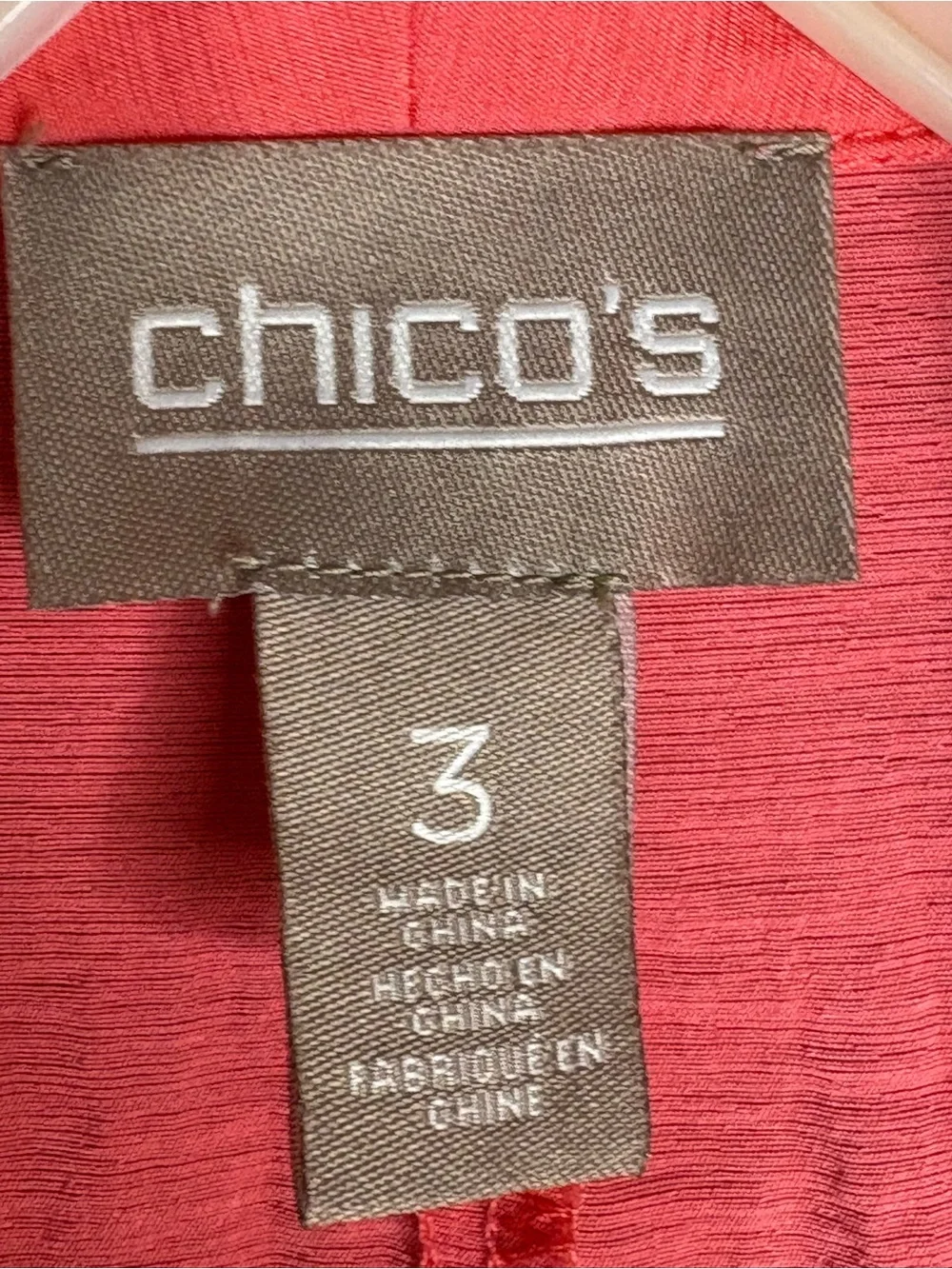 Chico’s Size 3 Pink Open Front Ruched Sleeve Lightweight Jacket Blazer